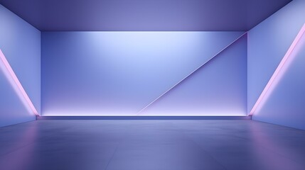 Empty geometrical Room in Periwinkle Colors with beautiful Lighting. Futuristic Background for Product Presentation.