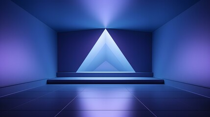 Empty geometrical Room in Periwinkle Colors with beautiful Lighting. Futuristic Background for Product Presentation.