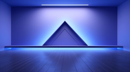 Empty geometrical Room in Periwinkle Colors with beautiful Lighting. Futuristic Background for Product Presentation.