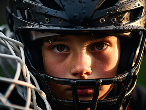 A Young Lacrosse Player in a Close-Up Shot | Generative AI