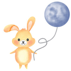 Sweet dreams bunny. A baby bunny with warm colors to the moon balloon.
