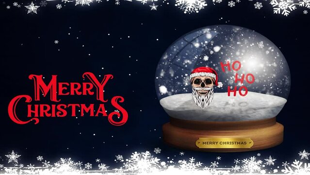Animated Snow Globe: Bad Santa Skull in the Night