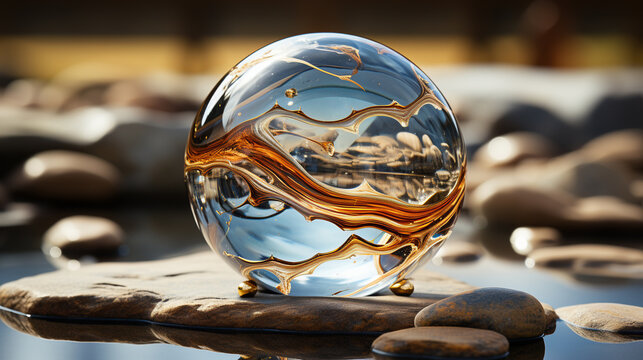 easter egg in a glass HD 8K wallpaper Stock Photographic Image