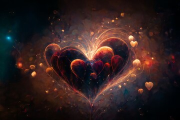 Neon heart icon. heart  Love sign Valentine's Day. Generative AI.
