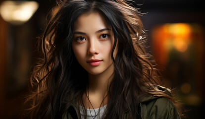 Fototapeta na wymiar Portrait of a beautiful Asian young woman.