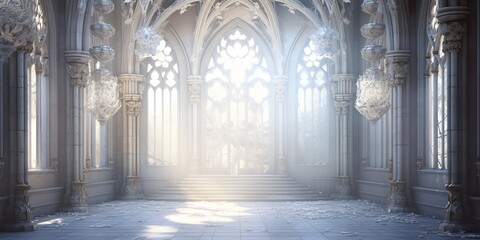 AI Generated. AI Generative. Baroque heaven inner space gate. Religion architecture temple entrance god sun meet fantasy gothic vibe. Graphic Art