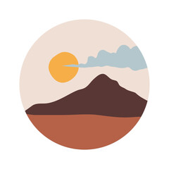 Abstract round doodle highlight Cover backgrounds. Various landscape nature, earth ecology conservation. Circle icons for social media stories and bloggers