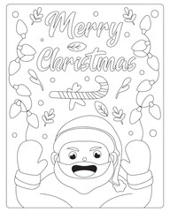 Christmas Coloring Pages, Christmas, Santa, Black and white