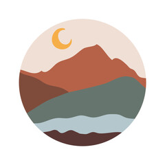 Abstract round doodle highlight Cover backgrounds. Various landscape nature, earth ecology conservation. Circle icons for social media stories and bloggers