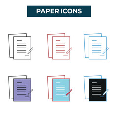 Business icon set. Paper with pencil icon vector illustration.
