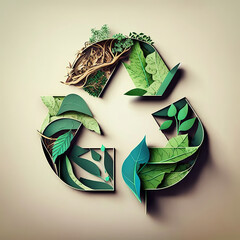 ai generated illustration Green earth recycle concept Earth day