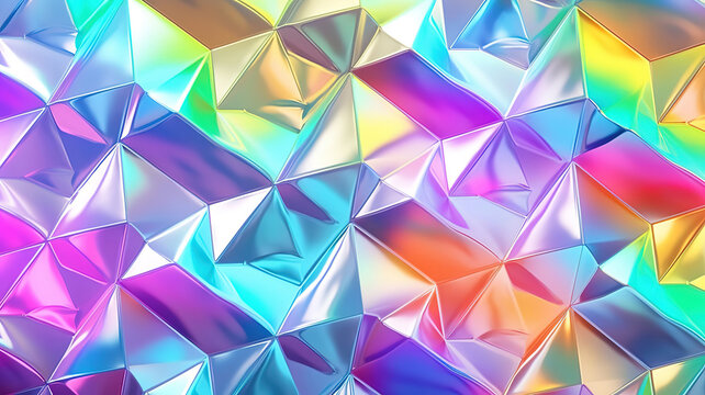 Seamless holographic iridescent silver diamond birthday. Generative Ai
