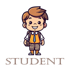 character boy student, back to school vector