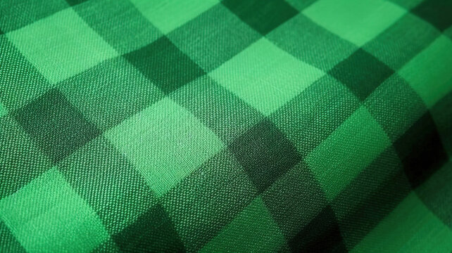 st patricks day green fabric textile pattern, plaid background. Generative Ai