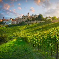 Fototapeta na wymiar Neive village and Langhe vineyards, Piedmont, Italy Europe.