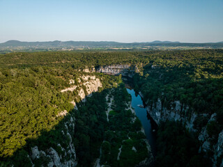 Aerial view of the Gorges of the Chassezac in Ard&egrave;che, France