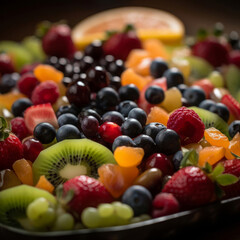 Fototapeta na wymiar Colorful Fruit Salad Close-Up - Zeiss Lens AI Generated