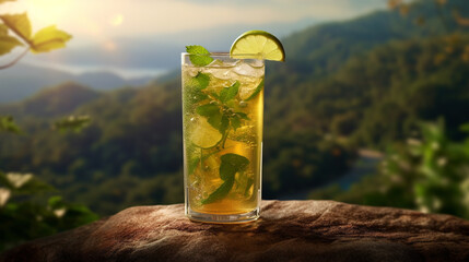 mojito cocktail on the beach HD 8K wallpaper Stock Photographic Image