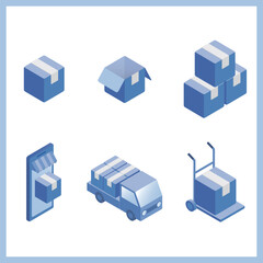 Fototapeta premium delivery box courier store icon illustration set