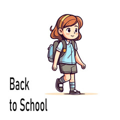 character student girl cute back to school vector