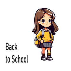 character student girl cute back to school vector