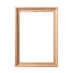 wooden picture frame isolated on transparent background cutout