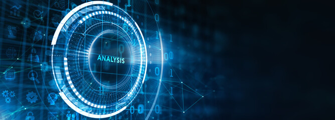 Analytics Big Data analysis Business intelligence internet and modern technology concept on virtual screen. 3d illustration