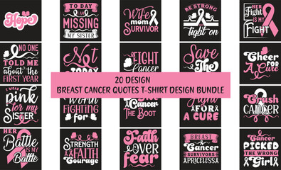 BREAST CANCER QUOTES T-SHIRT DESIGN BUNDLE