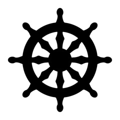 Obraz premium Buddhism symbol. Wheel of Dharma or Dharmachakra icon. Vector illustration isolated on white background