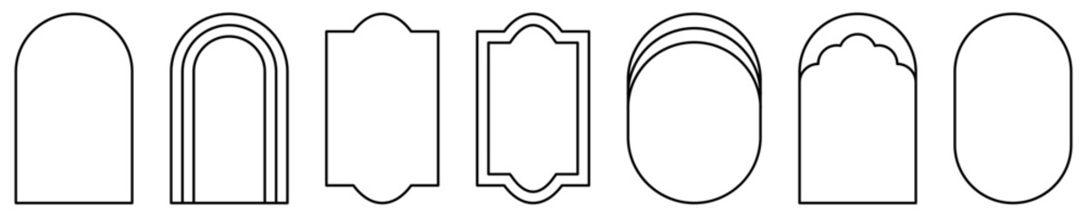 Boho frames set. Abstract design elements. Vector illustration isolated on white background