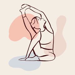 Aesthetic Hand Drawn Yoga Pose Illustration Vector, Wall Decor Poster Design