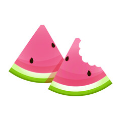 Two triangular slices of juicy watermelon