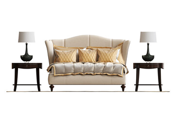 bed isolate on a transparent background, interior furniture, 3D illustration, cg render
