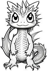 Obraz premium Sketch of a cute dragon of year 2024, generative ai 