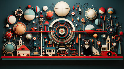 Obraz premium 3d drawing, in the style of cartoon abstraction, colorful