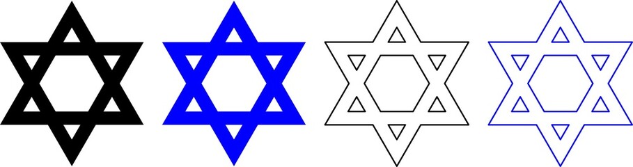 Symbol of Jewish identity and Judaism. Star of David