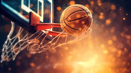 Foto auf Alu-Dibond Ball in basketball hoop. © nuclear_lily