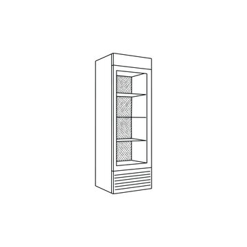 recommend clip art: line art vector design of Refrigerator, icon minimalist illustration design template