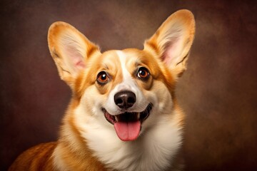 Portrait of corgi dog. Generative AI image.