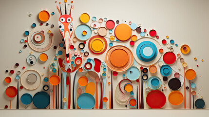 giraffe in abstract background with circles