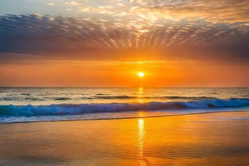 Fototapeta na wymiar sunset on the beach AI Generated