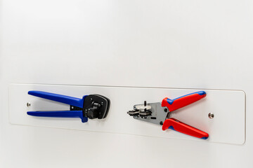 crimping or stripper hand tool for solar electric cable and wire connecting or other electric application used