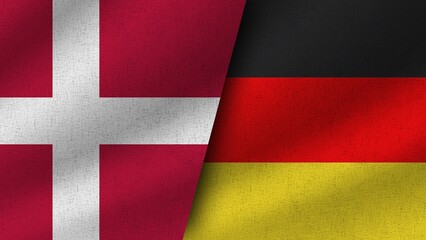 Germany and Cyprus Realistic Two Flags Together, 3D Illustration