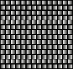 Monochrome abstract geometric texture in the form of a pattern of gray squares on a black background