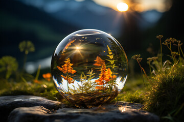Glass ball with life created with Generative AI