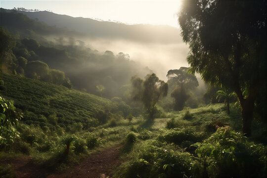 AI generative image of coffee plantation in Gonduras