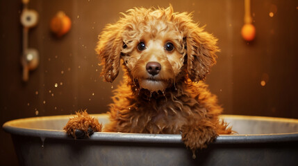 poodle taking a shower - Generative AI