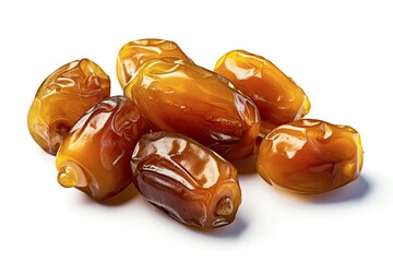 Tasty dried dates isolated on a white background and heaped high. Arabic food. made using generative AI tools