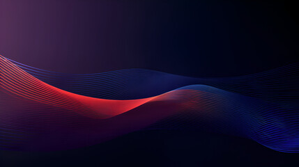 Abstract blue and red waves on a dark purple background.