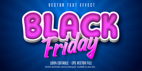 Black friday text, cartoon style editable text effect